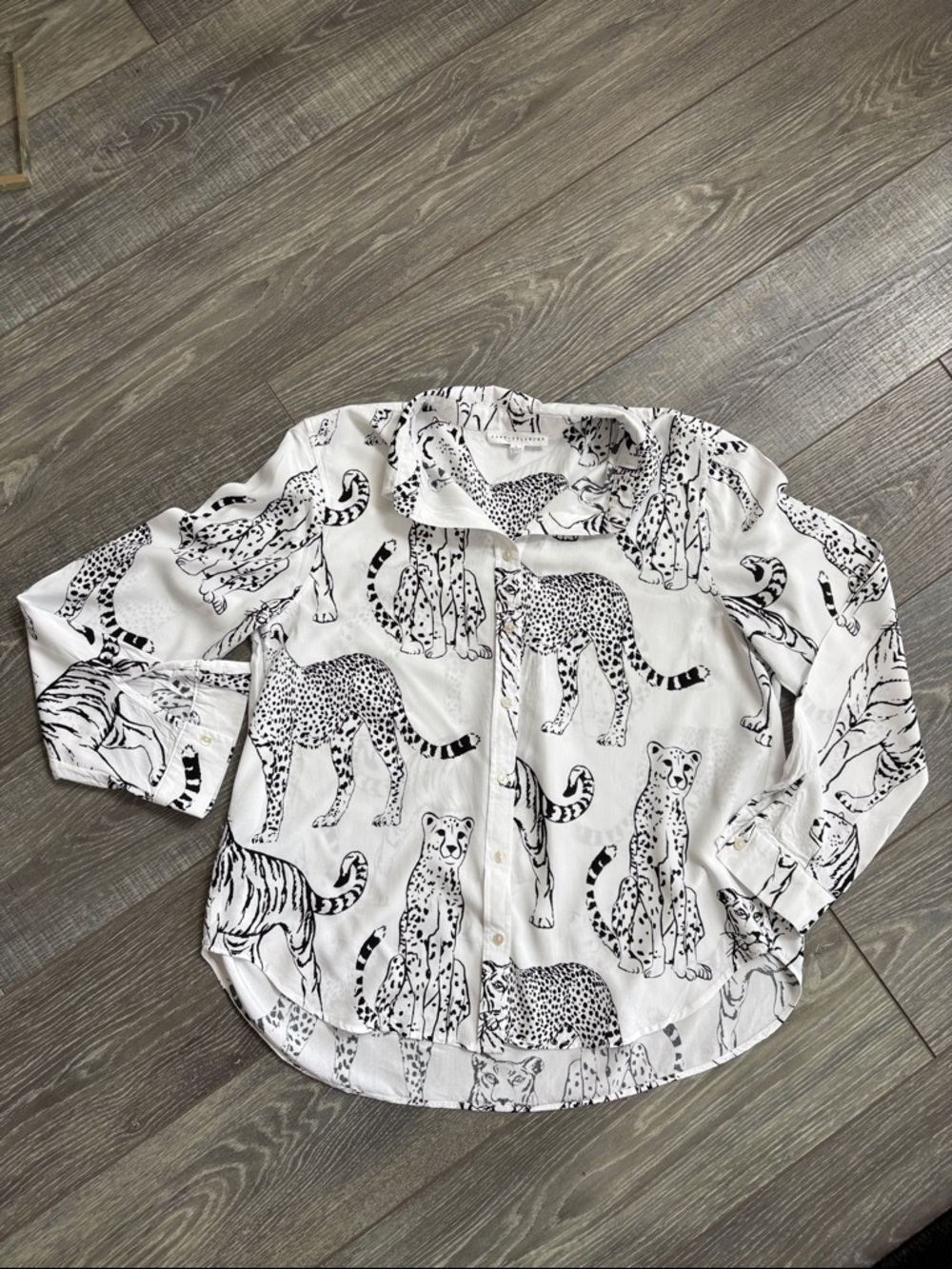 Black & White Animal Print Button-Up Shirt